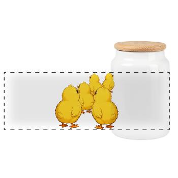 chick - Panoramic Cookie Jar with Wooden Lid - white - Front