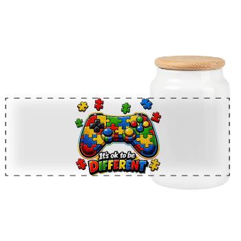 Autisme Gamer Manette Jeux Vidéo - Boîte à biscuits avec couvercle en bois - blanc - Devant