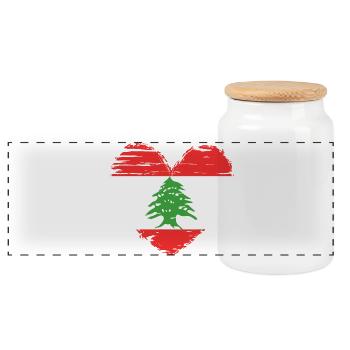 Cœur de cèdre Drapeau du Liban - Boîte à biscuits avec couvercle en bois - blanc - Devant