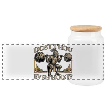 Dost Thou Even Hoist Medieval Knight Funny - Panoramic Cookie Jar with Wooden Lid - white - Front