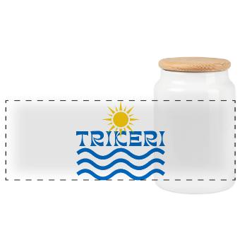 Trikeri Sun and Ocean Waves - Panoramic Cookie Jar with Wooden Lid - white - Front