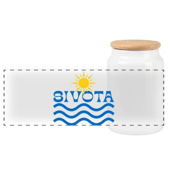 Sivota Sun Waves  - Panoramic Cookie Jar with Wooden Lid - white - Front