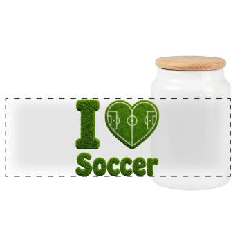 J’adore la conception de terrains de football en gazon et cœur - Boîte à biscuits avec couvercle en bois - blanc - Devant