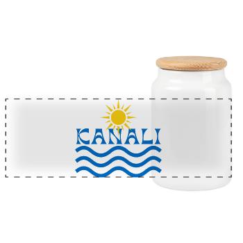 Ondes de Soleil de Kanali - Boîte à biscuits avec couvercle en bois - blanc - Devant