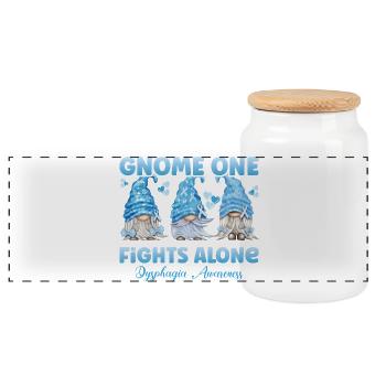 Gnome Light Blue Swallowing Difficulties - Panoramic Cookie Jar with Wooden Lid - white - Front