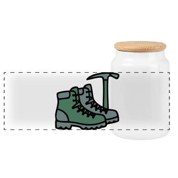 Bottes de randonnée Piolets Alpinistes Alpes Randonneurs - Boîte à biscuits avec couvercle en bois - blanc - Devant
