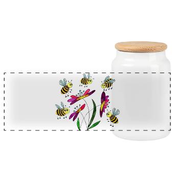 Insects - Panoramic Cookie Jar with Wooden Lid - white - Front