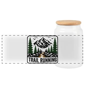 Badge de la Forêt de Montagne en Trail Running - Boîte à biscuits avec couvercle en bois - blanc - Devant