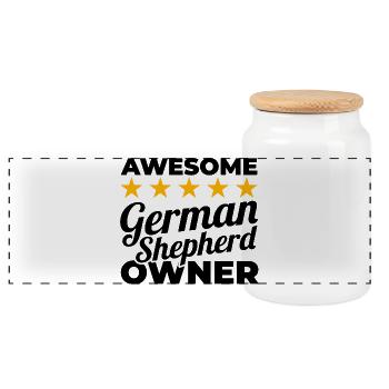 Best German Shepherd Owner - Panoramic Cookie Jar with Wooden Lid - white - Front