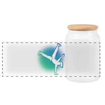 Geschenkidee für die Hip-Hop-Tänzerin mit Breaking - Panorama Keksdose mit Holzdeckel - Weiß - Vorne
