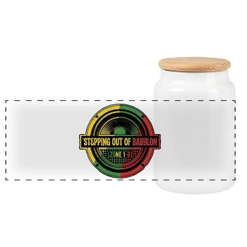 Stepping Out Of Babylon London - Panoramic Cookie Jar with Wooden Lid - white - Front