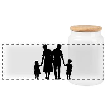 Familie Silhouette Liebe Kinder Eltern Mama Papa - Panorama Keksdose mit Holzdeckel - Weiß - Vorne