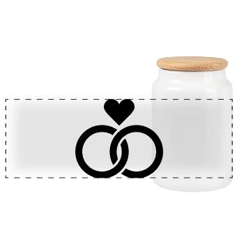 Wedding, Engagement, Wedding Celebration - Panoramic Cookie Jar with Wooden Lid - white - Front