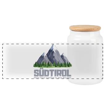 Südtirol – Mein Herz schlägt in den Bergen - Panorama Keksdose mit Holzdeckel - Weiß - Vorne