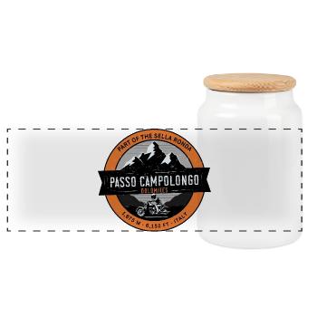 Passo Campolongo Dolomites Motorcycle  T-Shirt - Boîte à biscuits avec couvercle en bois - blanc - Devant
