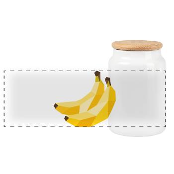 Bananes géométriques – Motif de fruits moderne - Boîte à biscuits avec couvercle en bois - blanc - Devant
