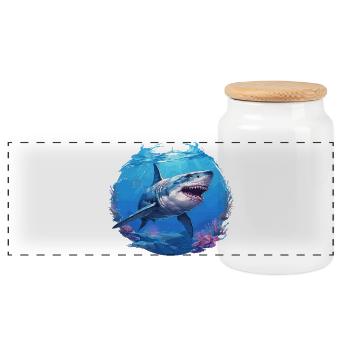 Great White Shark Great White Shark - Panoramic Cookie Jar with Wooden Lid - white - Front