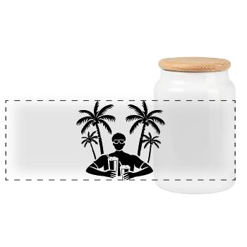 Booze Holiday Party Palm Trees - Panoramic Cookie Jar with Wooden Lid - white - Front