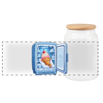 Héros câlin de la glace au réfrigérateur - Boîte à biscuits avec couvercle en bois - blanc - Devant