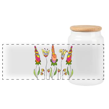 Blumen - Panorama Keksdose mit Holzdeckel - Weiß - Vorne
