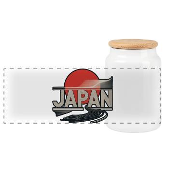 Japan - Panorama Keksdose mit Holzdeckel - Weiß - Vorne
