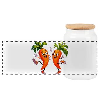 Carottes dansantes - Boîte à biscuits avec couvercle en bois - blanc - Devant