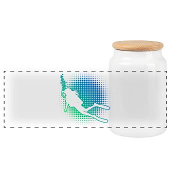Idée cadeau pour un fan de plongée avec apnée - Boîte à biscuits avec couvercle en bois - blanc - Devant