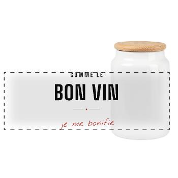 Comme le Bon Vin je me bonifie - Boîte à biscuits avec couvercle en bois - blanc - Devant