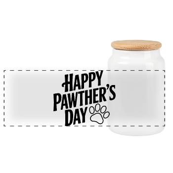 Happy Pawther's Day - Panoramic Cookie Jar with Wooden Lid - white - Front
