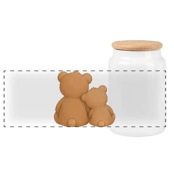 Cuddly Bears Friendship Cohesion Animal Motif - Panoramic Cookie Jar with Wooden Lid - white - Front