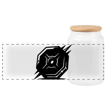 Weights Symbol - Panoramic Cookie Jar with Wooden Lid - white - Front