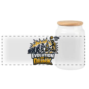 Evolution of Dunk – Basketball Mashup - Panoramic Cookie Jar with Wooden Lid - white - Front