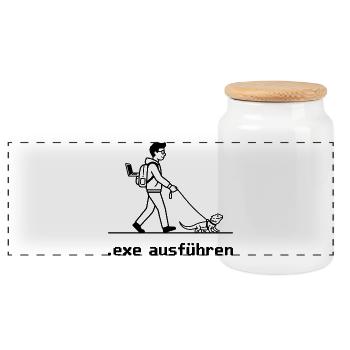 EXE ausführen Informatiker Programmierer Admin - Panorama Keksdose mit Holzdeckel - Weiß - Vorne