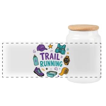 Trail running - Boîte à biscuits avec couvercle en bois - blanc - Devant