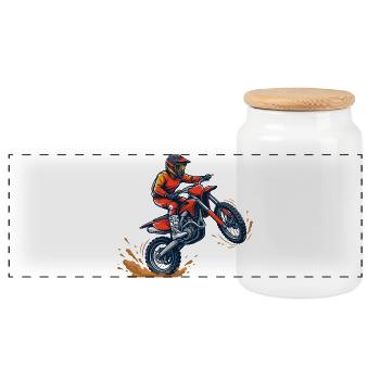Pilote de motocross dans le vortex de poussière - Boîte à biscuits avec couvercle en bois - blanc - Devant