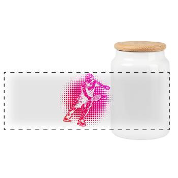 Pickleballsport Geschenk für Pickleball Szene Fans - Panorama Keksdose mit Holzdeckel - Weiß - Vorne