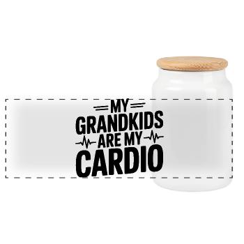 Meine Enkelkinder sind mein Cardio - Panorama Keksdose mit Holzdeckel - Weiß - Vorne