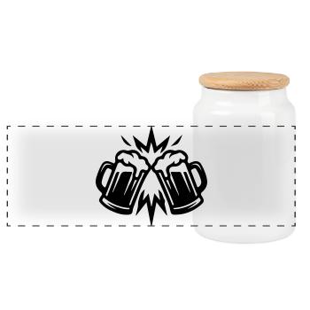 Beer toasting wheat beer - Panoramic Cookie Jar with Wooden Lid - white - Front