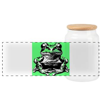 Frosch - Panorama Keksdose mit Holzdeckel - Weiß - Vorne