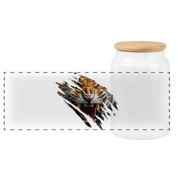 Tiger Cat Gift Idea - Panoramic Cookie Jar with Wooden Lid - white - Front