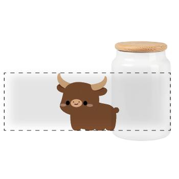 Vache Ankole-Watusi - Boîte à biscuits avec couvercle en bois - blanc - Devant
