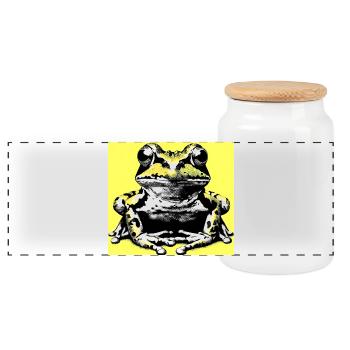 Frosch - Panorama Keksdose mit Holzdeckel - Weiß - Vorne