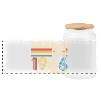 40 ans 40 ans 1986 Vintage Né - Boîte à biscuits avec couvercle en bois - blanc - Devant
