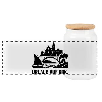 Urlaub Krk Kroatien - Panorama Keksdose mit Holzdeckel - Weiß - Vorne