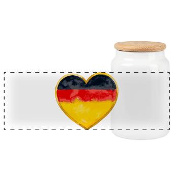 Deutsche Flagge Herz Design - Panorama Keksdose mit Holzdeckel - Weiß - Vorne