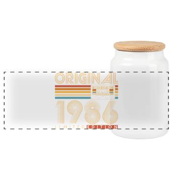40 ans 40 ans 1986 Vintage Né - Boîte à biscuits avec couvercle en bois - blanc - Devant