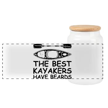 Les meilleurs kayakistes ont la barbe - Funny Canoeing Kay - Boîte à biscuits avec couvercle en bois - blanc - Devant