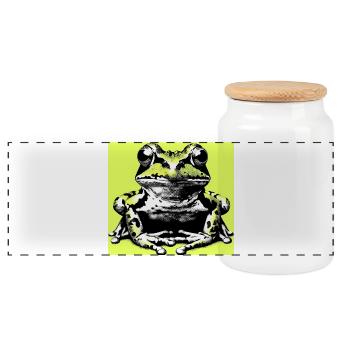 grenouille - Boîte à biscuits avec couvercle en bois - blanc - Devant