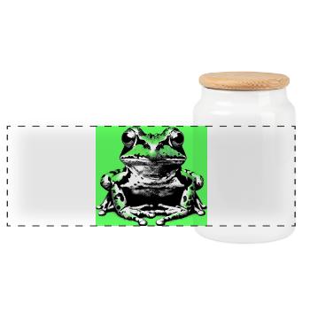 Frosch - Panorama Keksdose mit Holzdeckel - Weiß - Vorne
