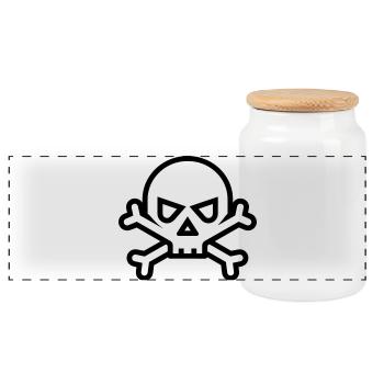 tête de mort pirate - Boîte à biscuits avec couvercle en bois - blanc - Devant
